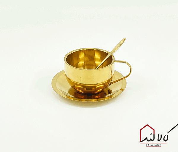 ست فنجان و نعلبکی استیل طلایی