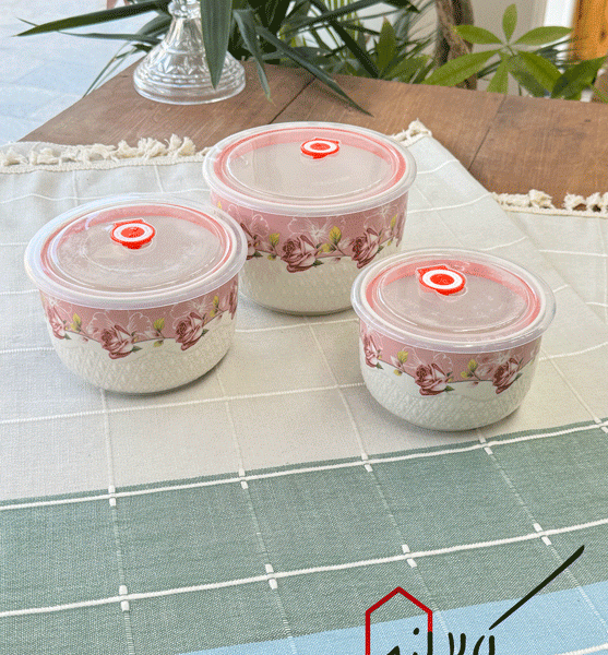 ظرف 3 تیکه سرامیکی درب دار